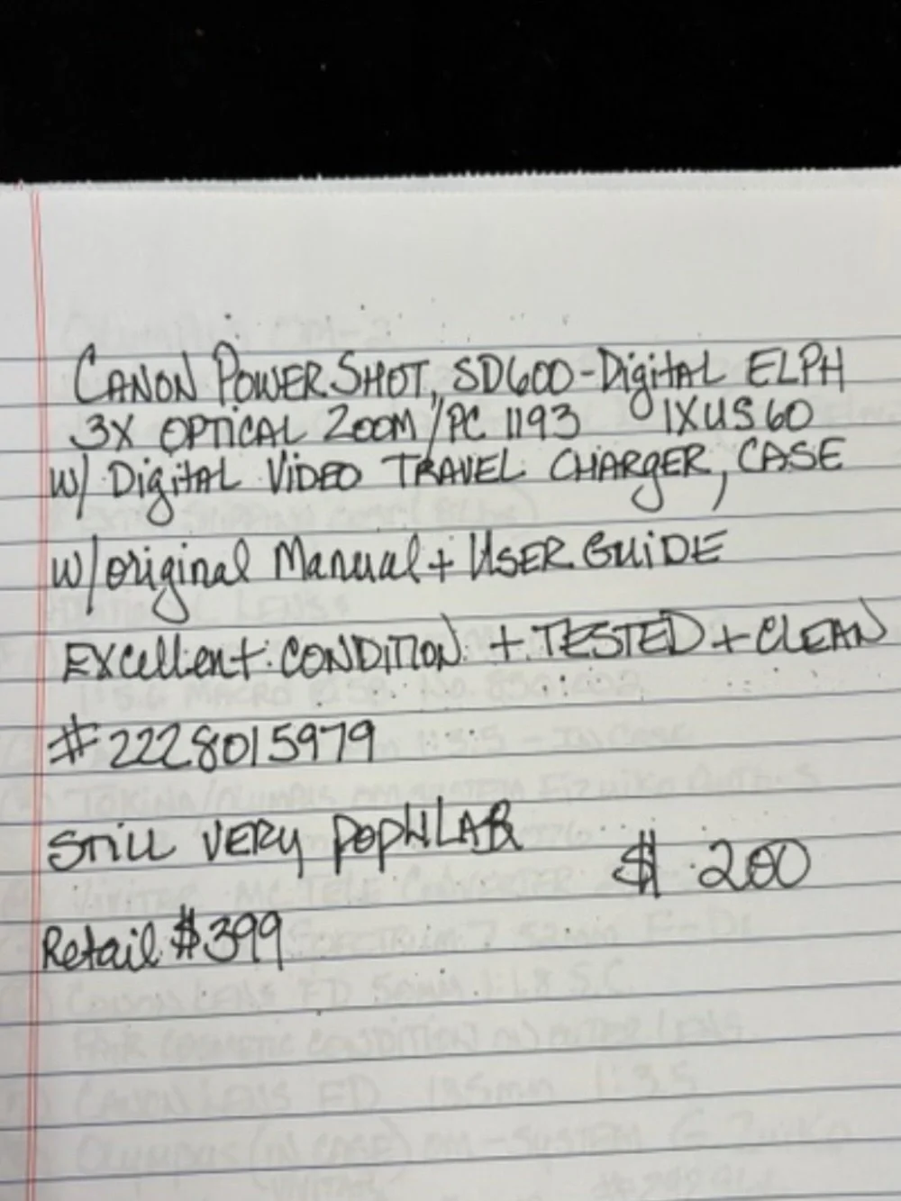 Canon Power shot SD600